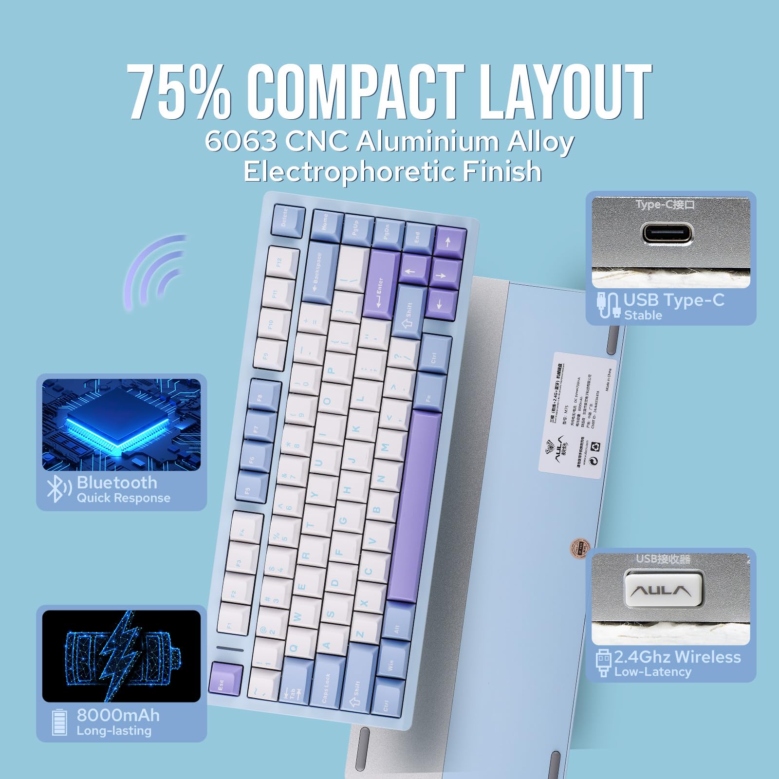 EPOMAKER AULA M75 ゲーミングキーボード Amazon.com: EPOMAKER Aula M75 Wireless Gaming Keyboard with